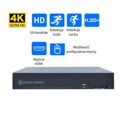 ZV-7865E Rejestrator NVR 16 kanałowy 4k