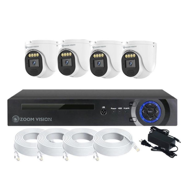 ZV-NPKITF04MWCE 4CHS 4.0MP Dual light (IR&White) zestaw do monitoringu z kamerami kopułowymi