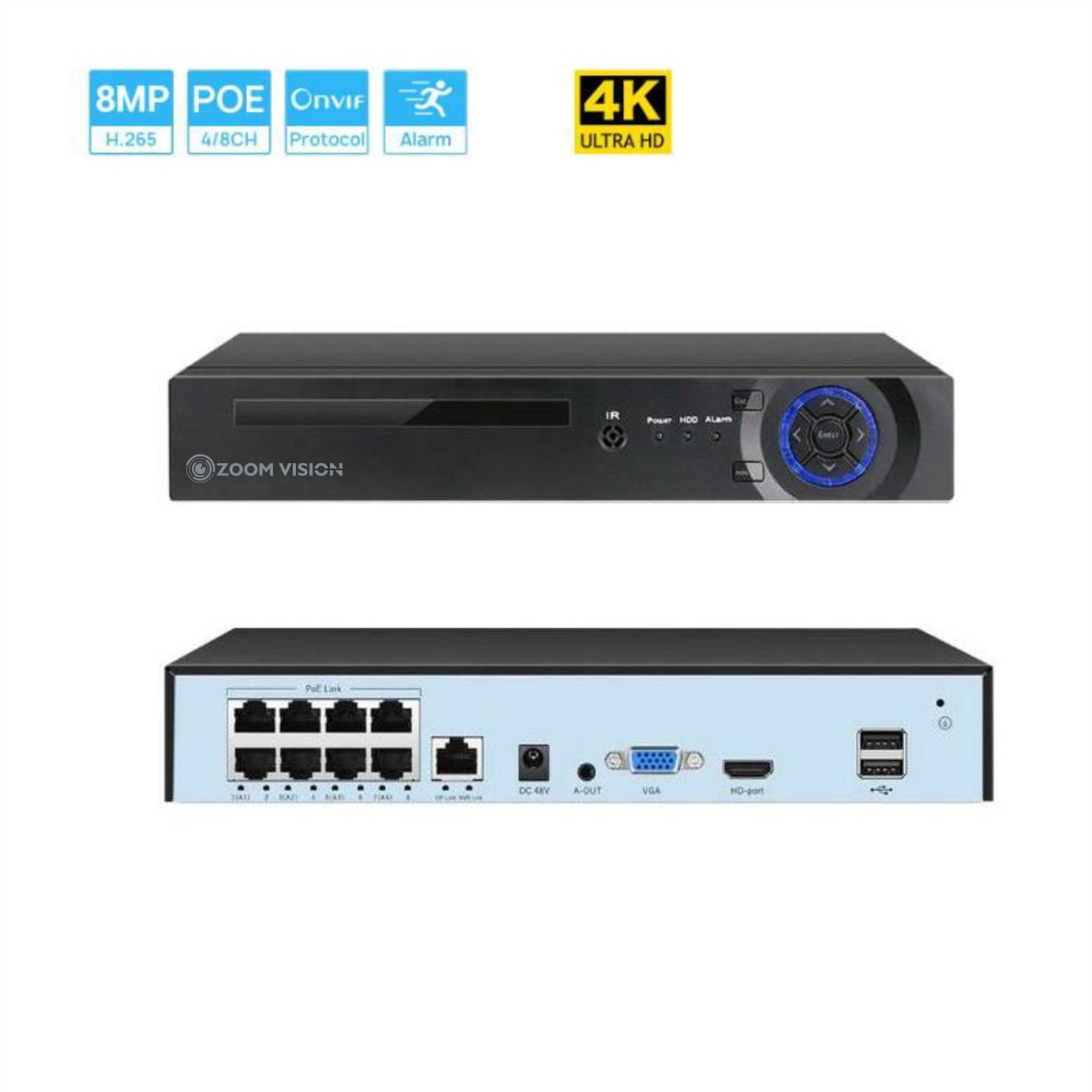 ZV-NPKITF08WA  Zestaw do monitoringu NVR POE 8MP Z Podwójnym Światłem